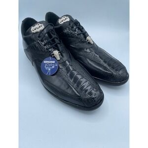 Belvedere Bene Black Ostrich Leg Calf Leather Sneakers Mens 13 2010/BENE New